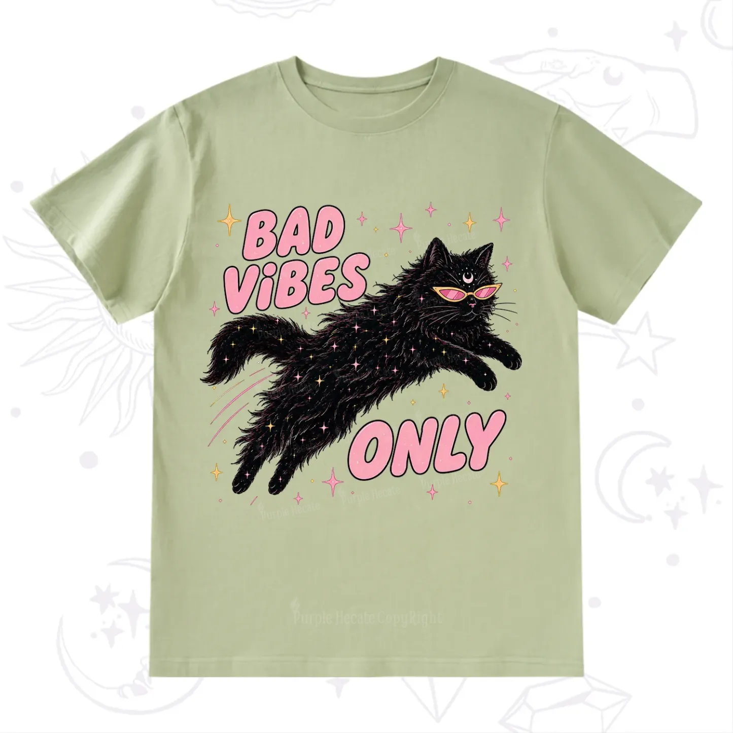 Purplehecate Black Cat Vibes Only T-Shirt