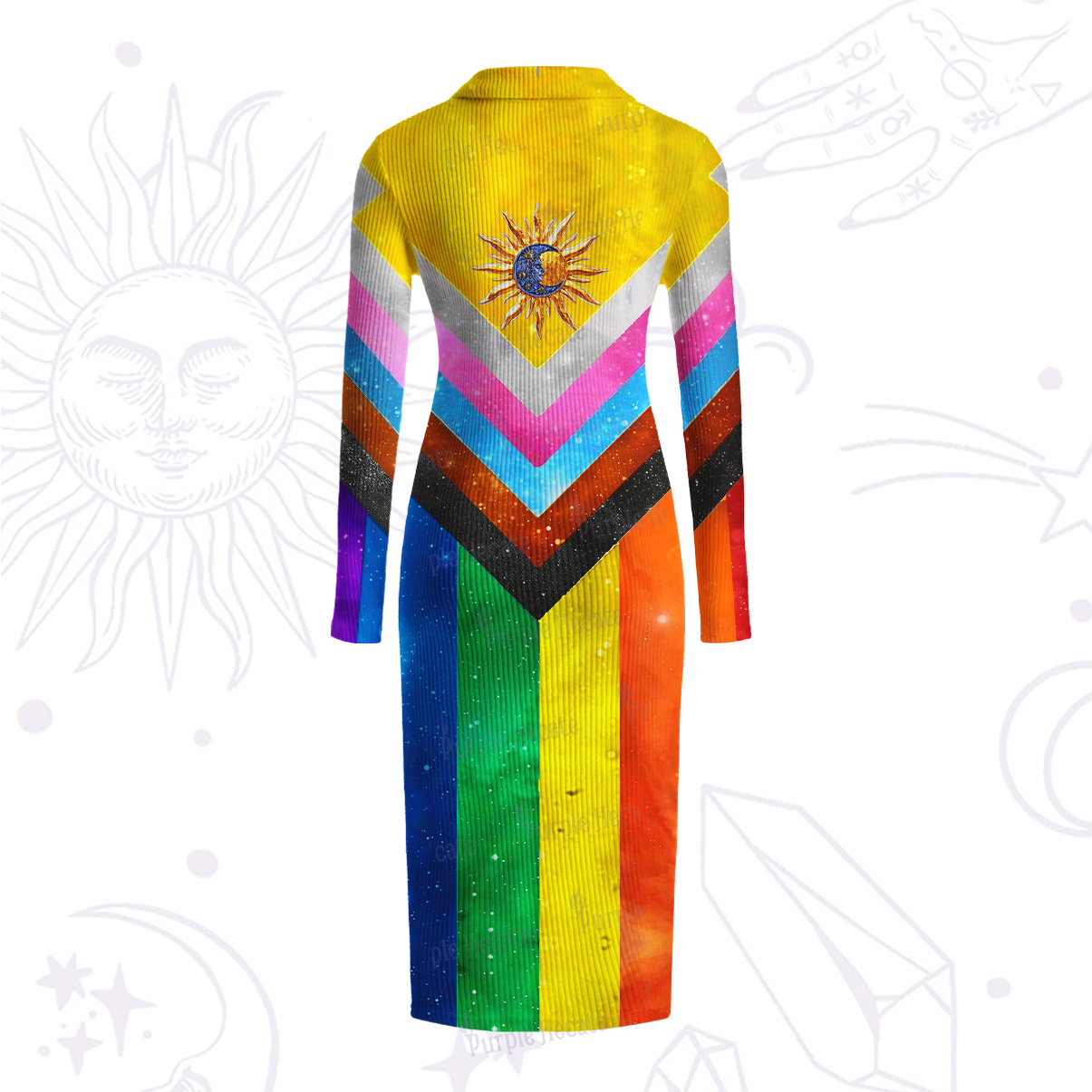 Purplehecate Progress Pride Sunburst Ribbed Knit Dress