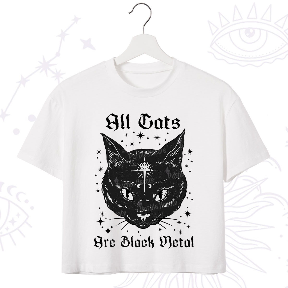 Purplehecate All Cats Are Black Metal Crop T-Shirt