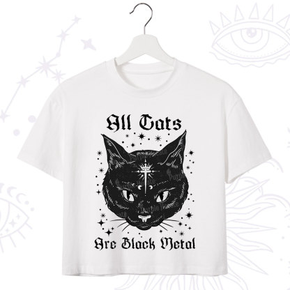 Purplehecate All Cats Are Black Metal Crop T-Shirt