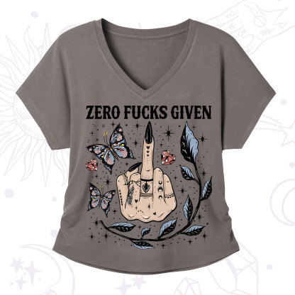 Purplehecate Zero Fucks Given V-Neck T-Shirt