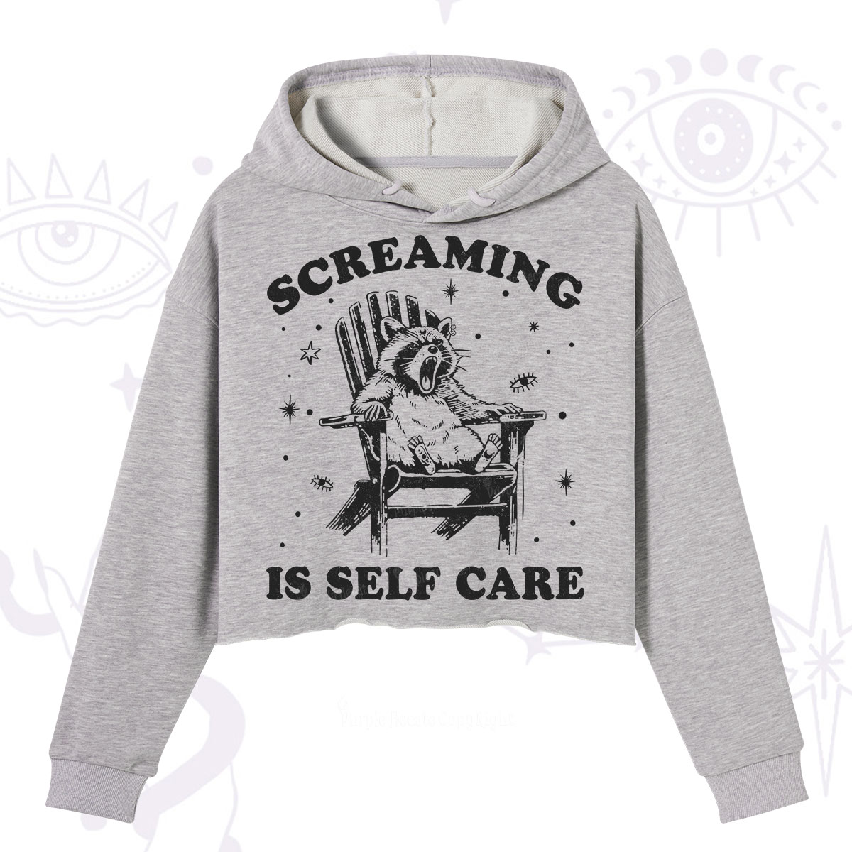 Purplehecate Screaming is Self Care Crop Hoodie