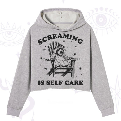Purplehecate Screaming is Self Care Crop Hoodie