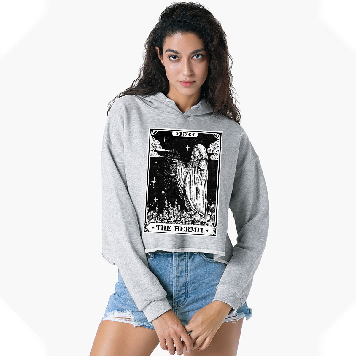Purplehecate The Hermit Goddess Tarot Card Crop Hoodie