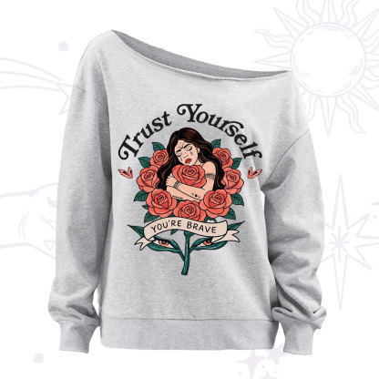 Purplehecate Trust Yourself Off The Shoulder Sweatshirt