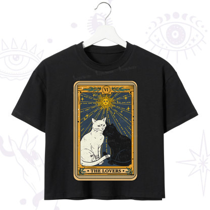 Purplehecate The Lovers Cat Tarot Card Crop T-Shirt
