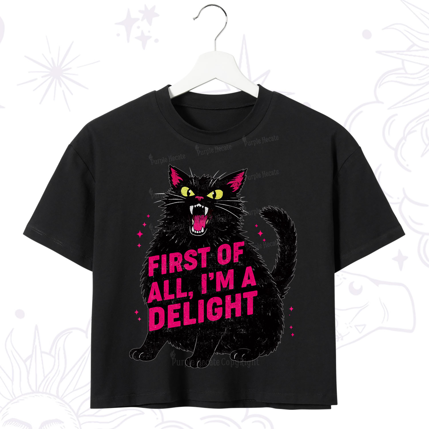 Purplehecate First Of All I'm A Delight Cat Crop T-Shirt