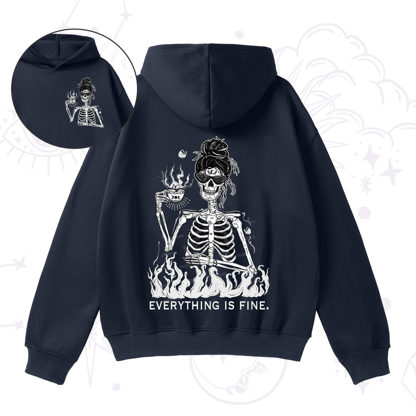 Purplehecate Everything Is Fine Fleece Hoodie Suit