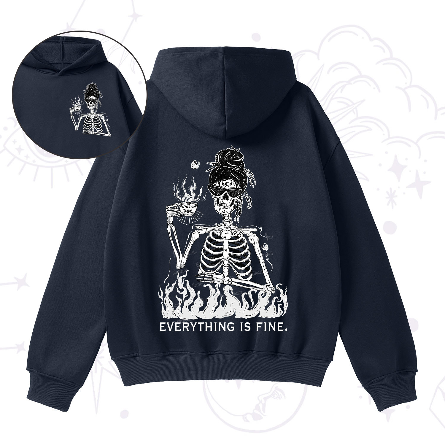 Purplehecate Everything Is Fine Fleece Hoodie Suit
