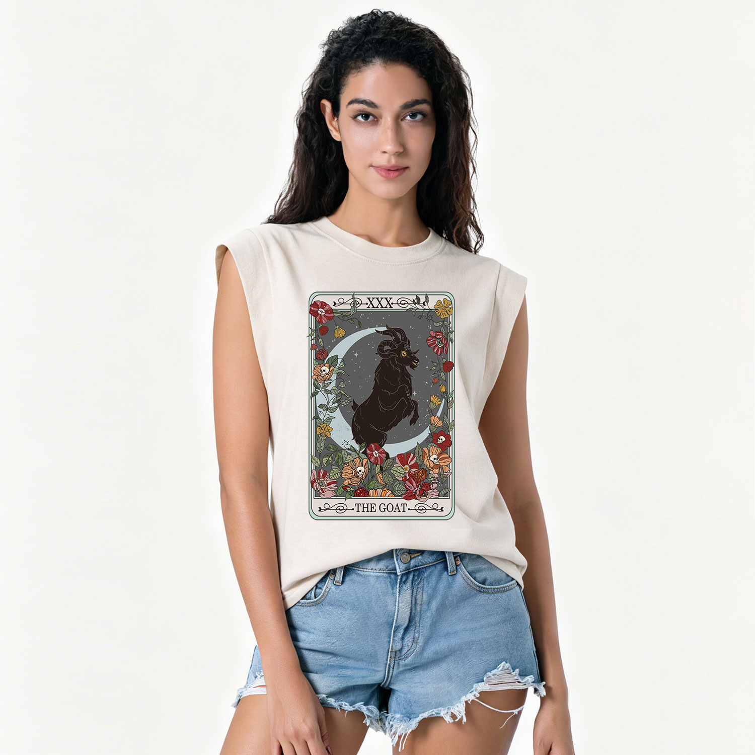 Purplehecate The Goat Tarot Card Vintage Washed Tank