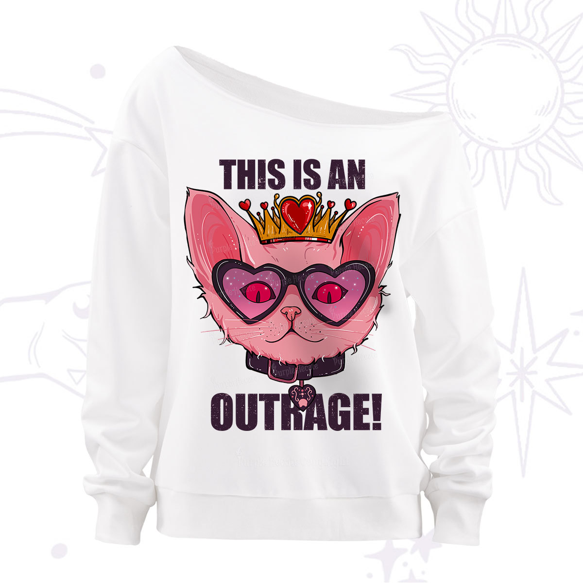 Purplehecate This is an Outrage Off The Shoulder Sweatshirt