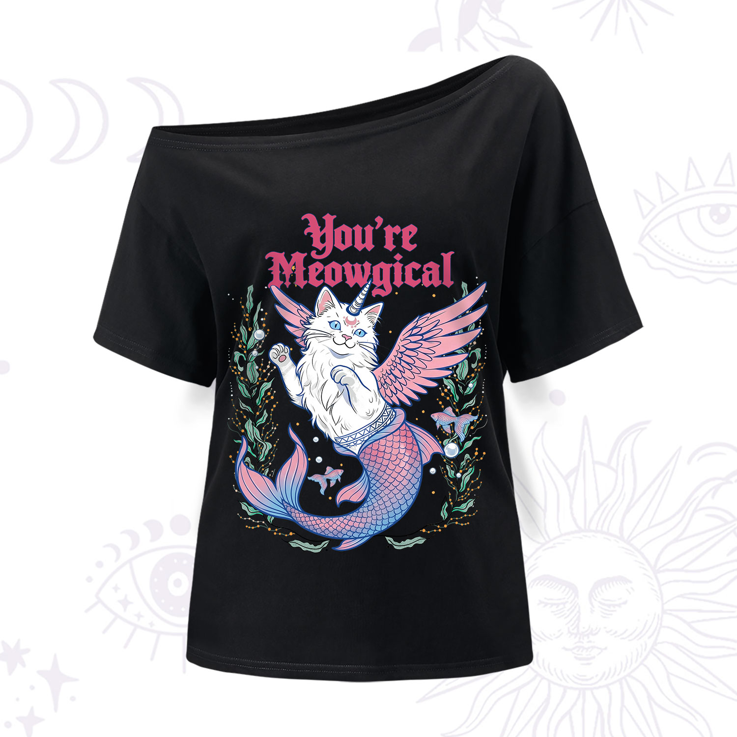 Purplehecate You're Meowgical One Shoulder T-Shirt