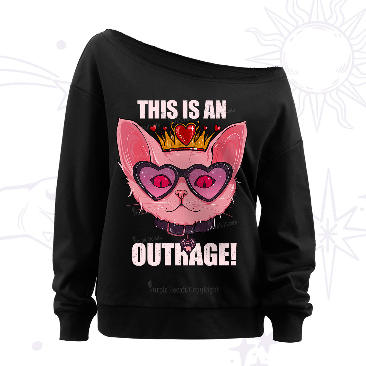 Purplehecate This is an Outrage Off The Shoulder Sweatshirt