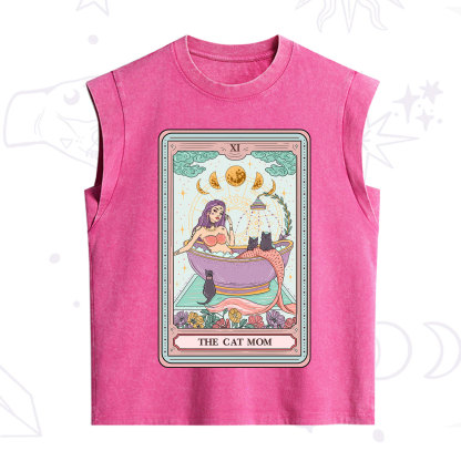 Purplehecate The Cat Mermaid Mom Tarot Card Vintage Washed Tank