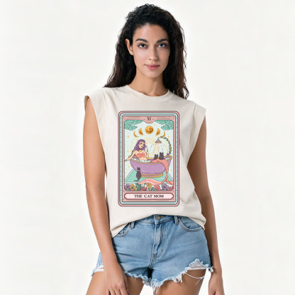 Purplehecate The Cat Mermaid Mom Tarot Card Vintage Washed Tank