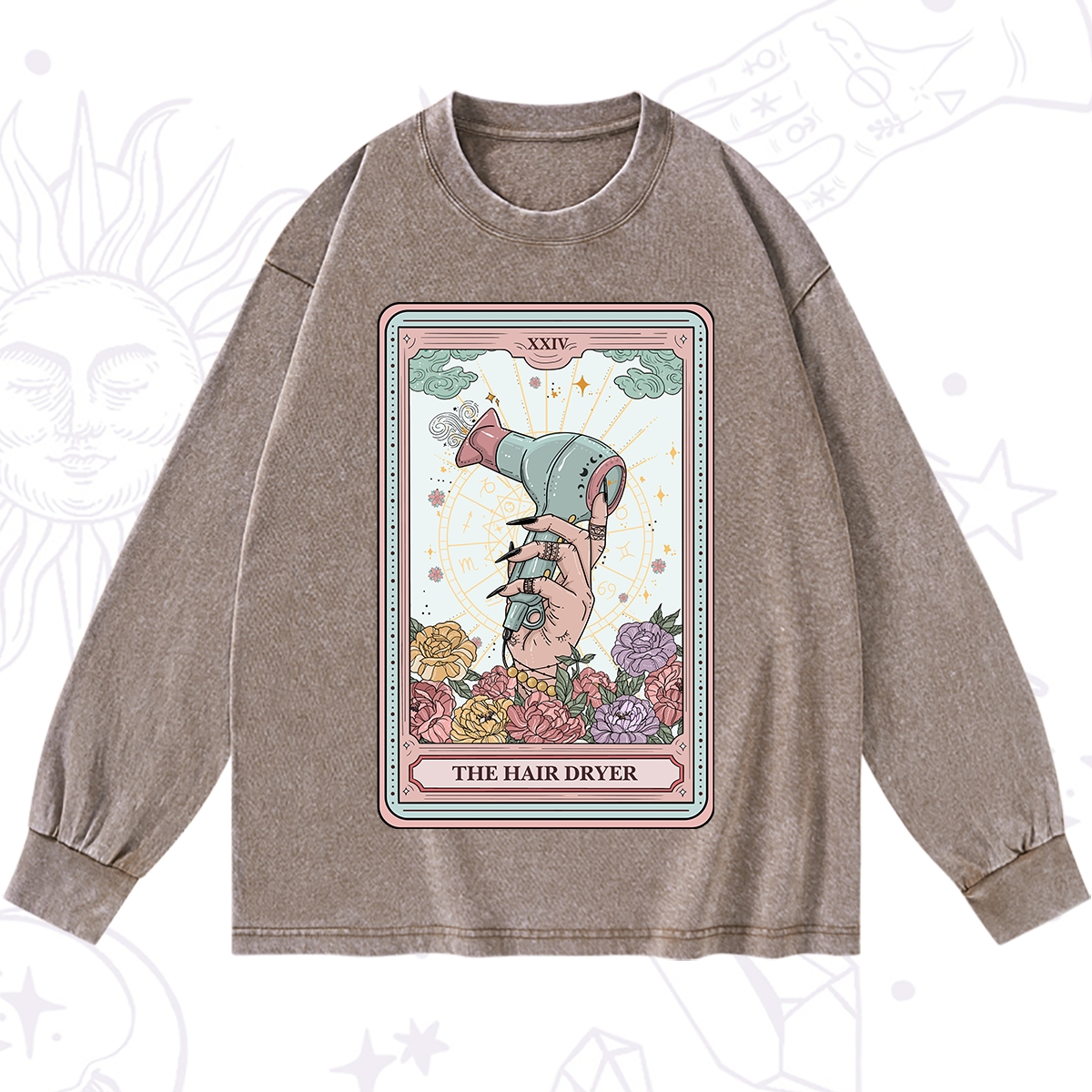 Purplehecate The Hair Dryer Life Tarot Washed Long Sleeve Shirt
