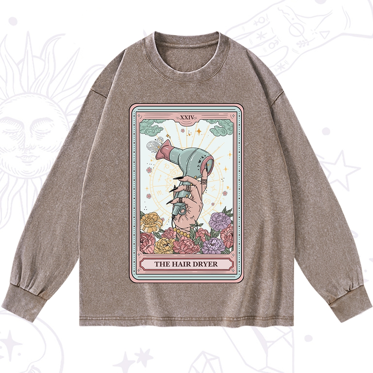 Purplehecate The Hair Dryer Life Tarot Washed Long Sleeve Shirt