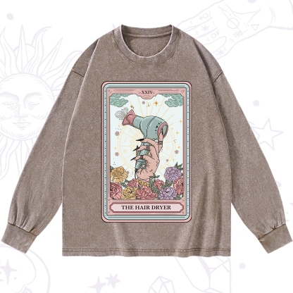 Purplehecate The Hair Dryer Life Tarot Washed Long Sleeve Shirt