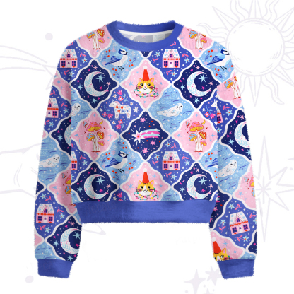 Purplehecate Dreamy Moonlight Fairy Tale Fuzzy Crewneck Sweater