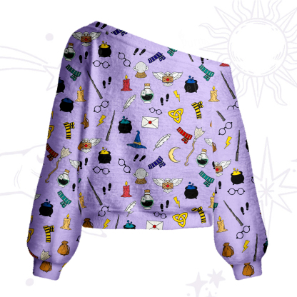 Purplehecate Wizard School Magic One Shoulder Sweaters