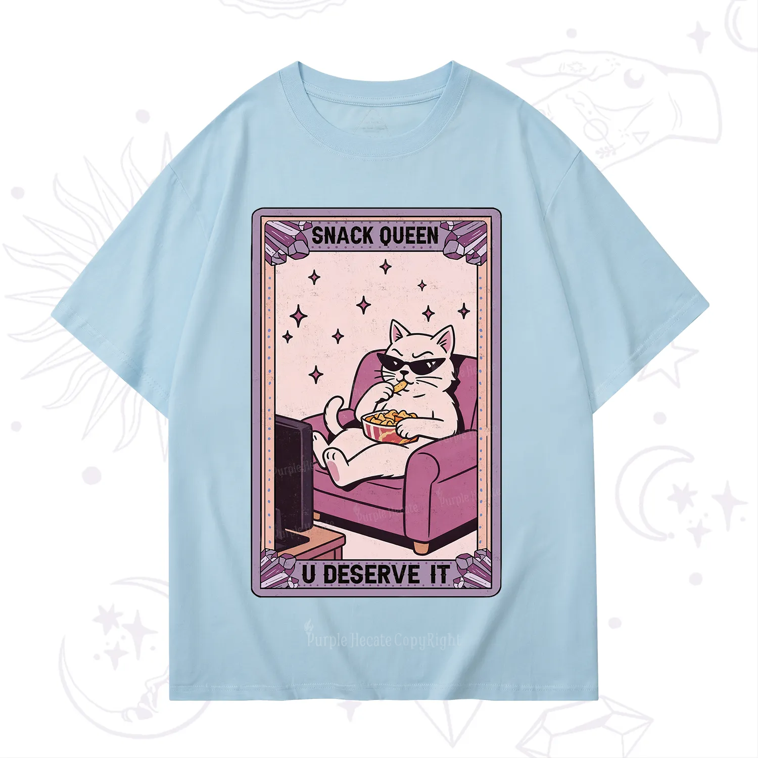Purplehecate The Snack Queen Cat Tarot T-Shirt
