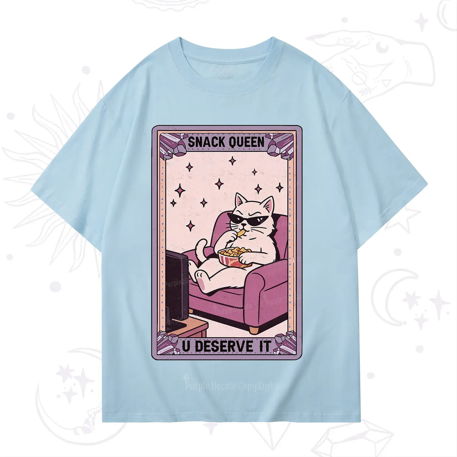 Purplehecate The Snack Queen Cat Tarot T-Shirt