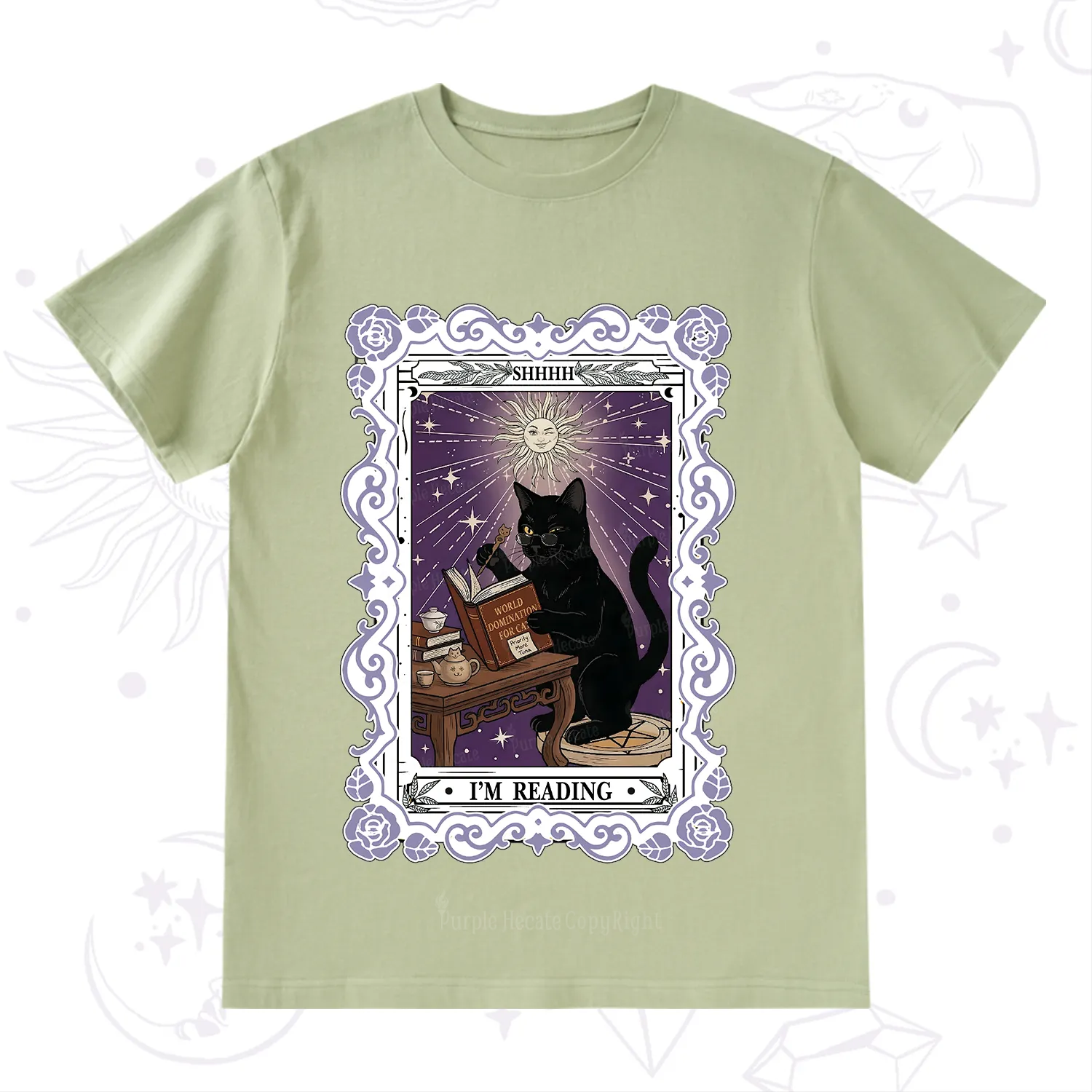 Purplehecate The Reading Cat Tarot T-Shirt