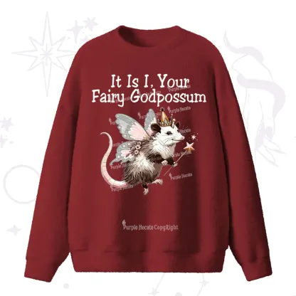 Purplehecate It Is I Your Fairy Godpossum Fuzzy Ugly Sweater