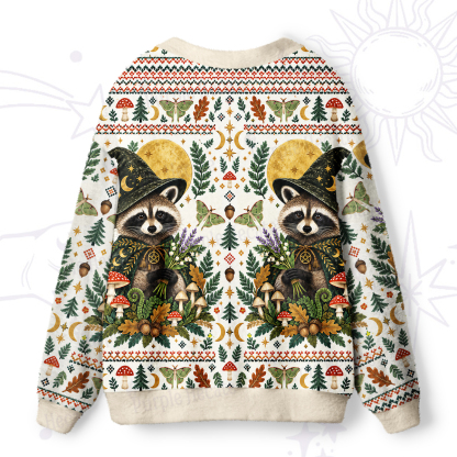 Purplehecate Forest Wizard Raccoon Ugly Cardigan Sweaters