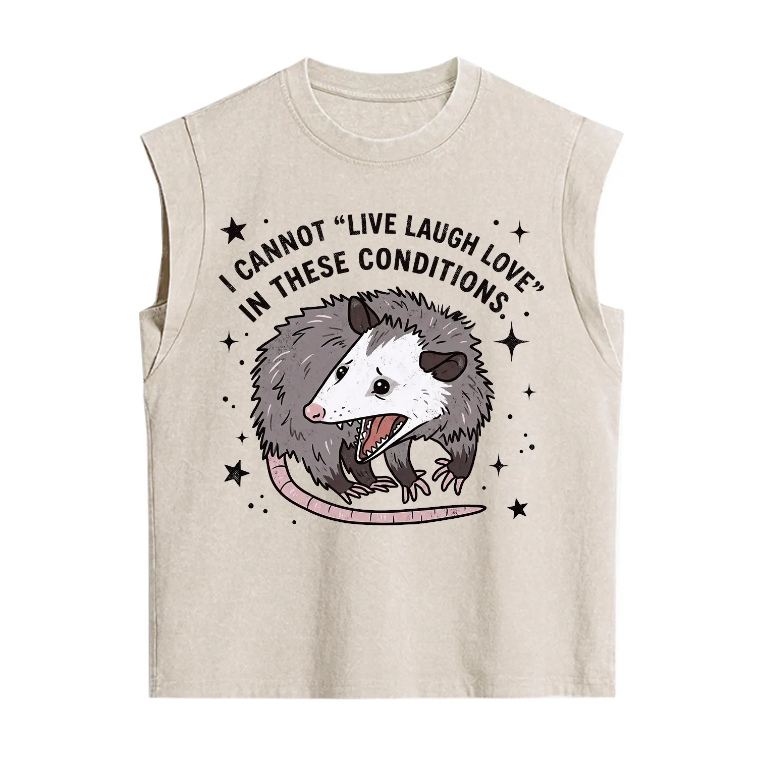 Purplehecate I Cannot Live Laugh Love Possum Vintage Washed Tank
