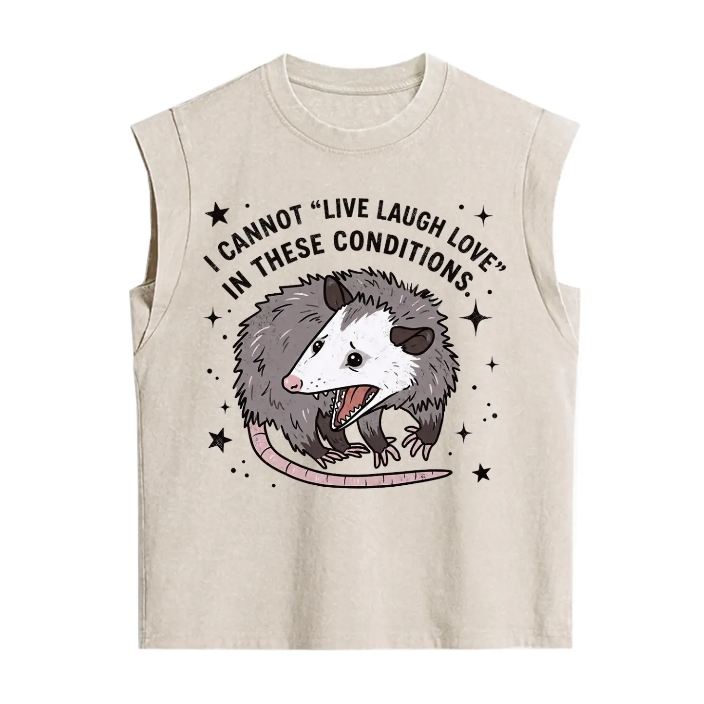 Purplehecate I Cannot Live Laugh Love Possum Vintage Washed Tank