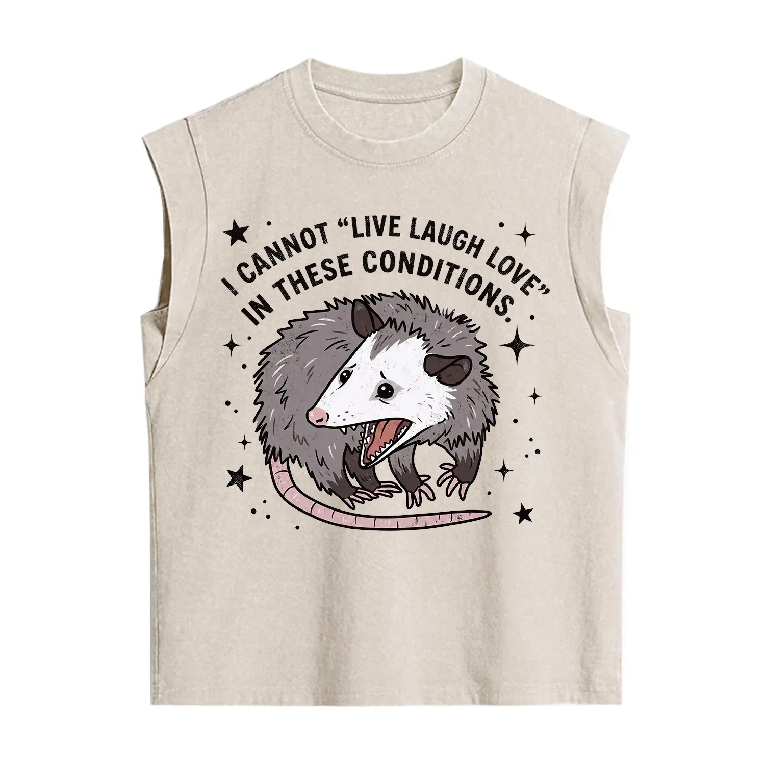 Purplehecate I Cannot Live Laugh Love Possum Vintage Washed Tank