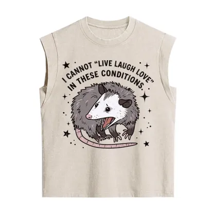 Purplehecate I Cannot Live Laugh Love Possum Vintage Washed Tank