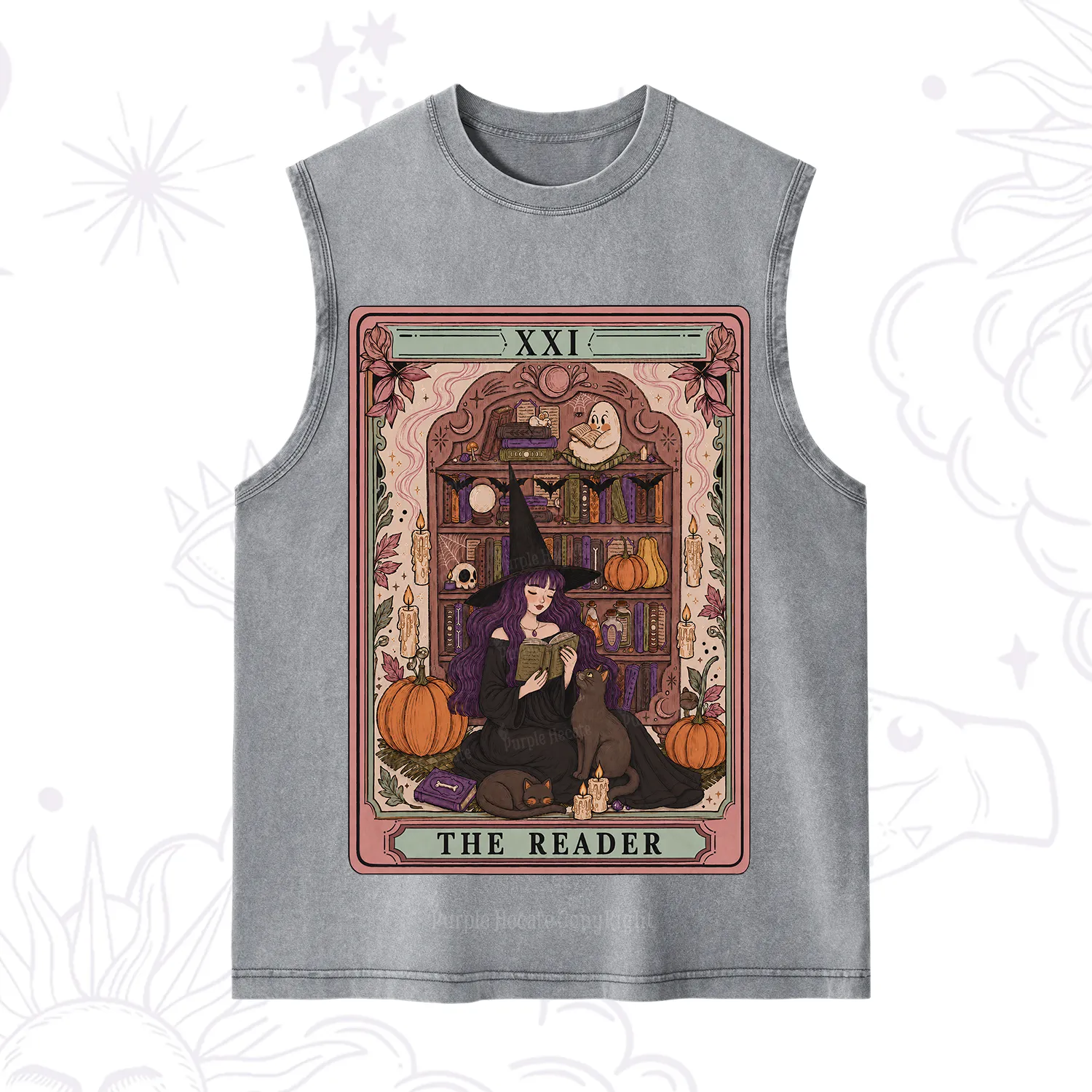 Purplehecate The Reader Tarot Bookish Witch Washed Tank