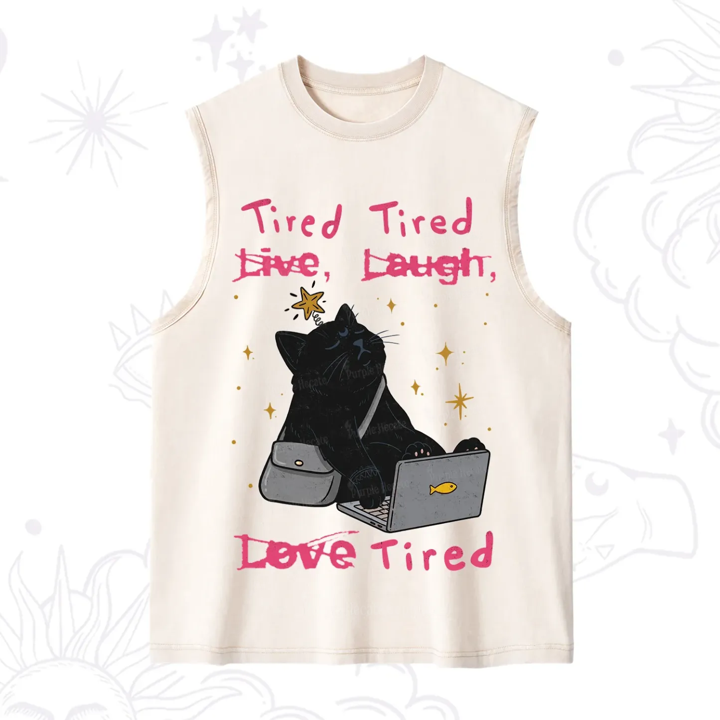 Purplehecate Tired Cat Washed Tank