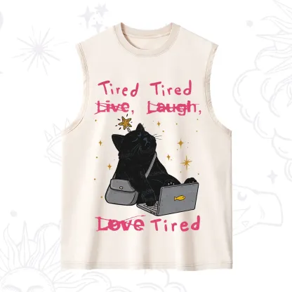 Purplehecate Tired Cat Washed Tank