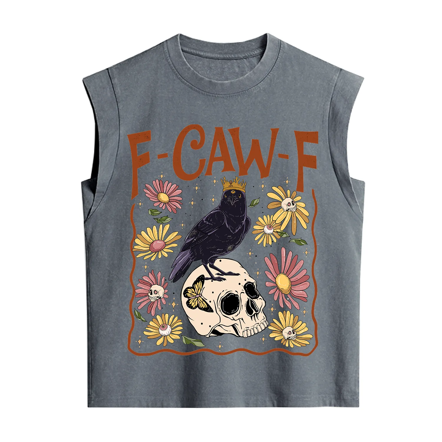 Purplehecate Funny F-Caw-F Crow Vintage Washed Tank
