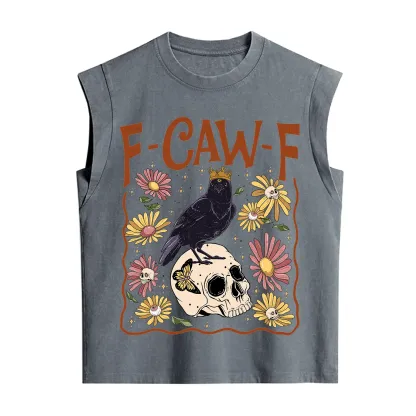 Purplehecate Funny F-Caw-F Crow Vintage Washed Tank