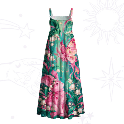 Purplehecate Dreamy Rabbit & Butterfly Fantasy Wide Straps Maxi Dress