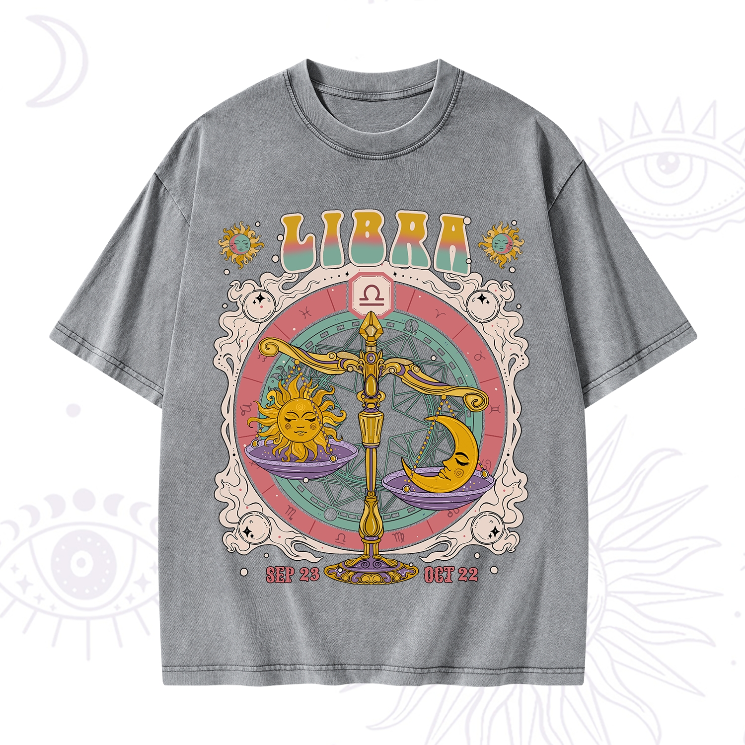 Purplehecate Libra Cosmic Zodiac Washed T-Shirt