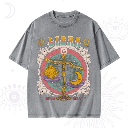 Purplehecate Libra Cosmic Zodiac Washed T-Shirt