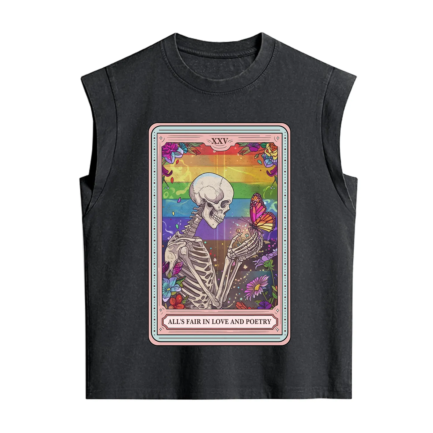 Purplehecate The All's Fair in Love and Poetry Skeleton Tarot Vintage Washed Tank