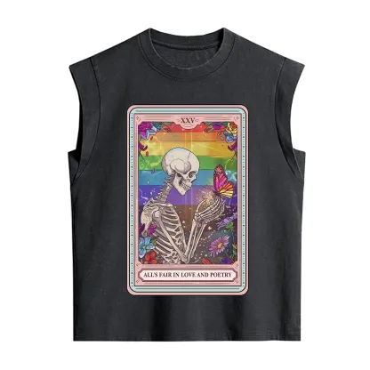 Purplehecate The All's Fair in Love and Poetry Skeleton Tarot Vintage Washed Tank