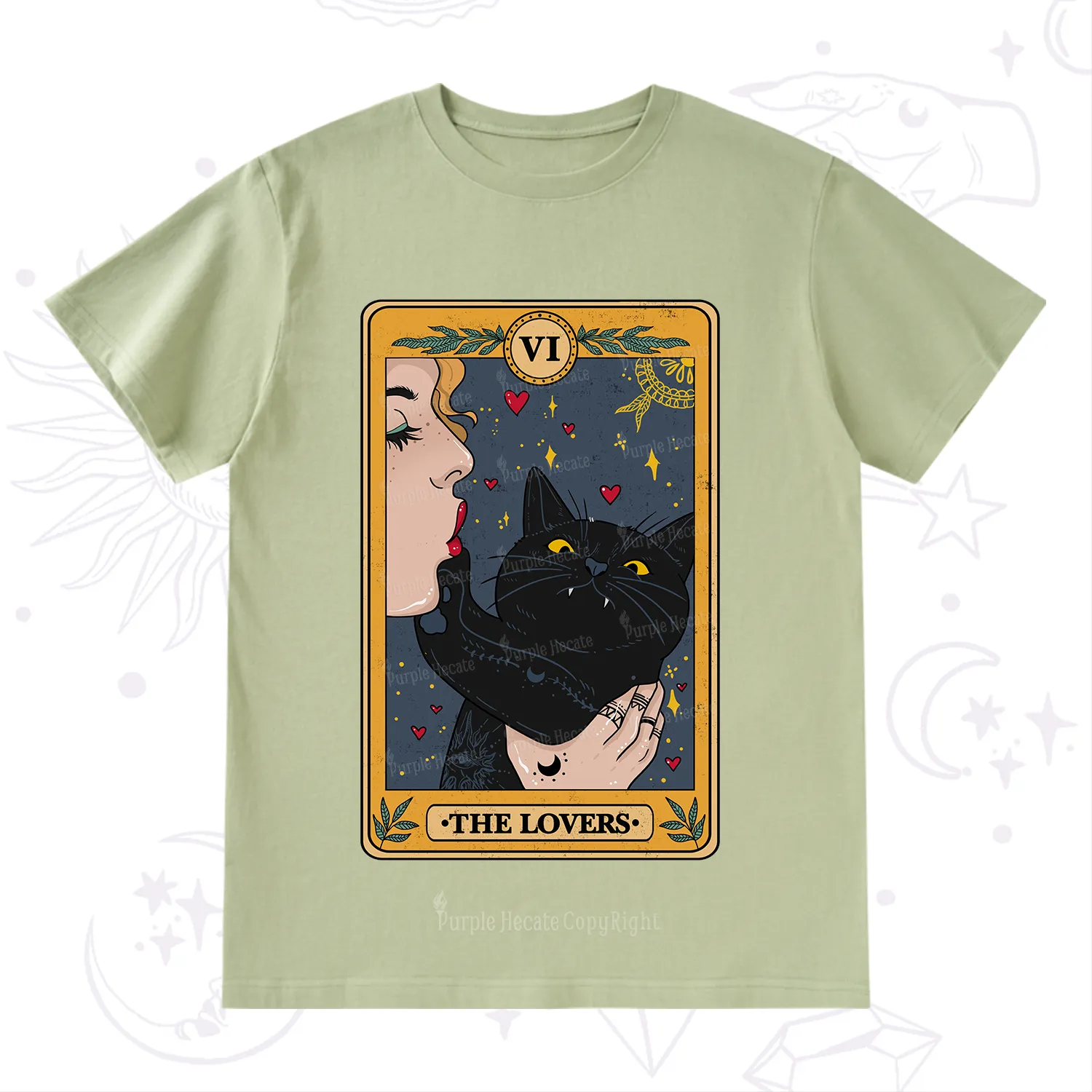 Purplehecate The Lovers Cat Tarot T-Shirt
