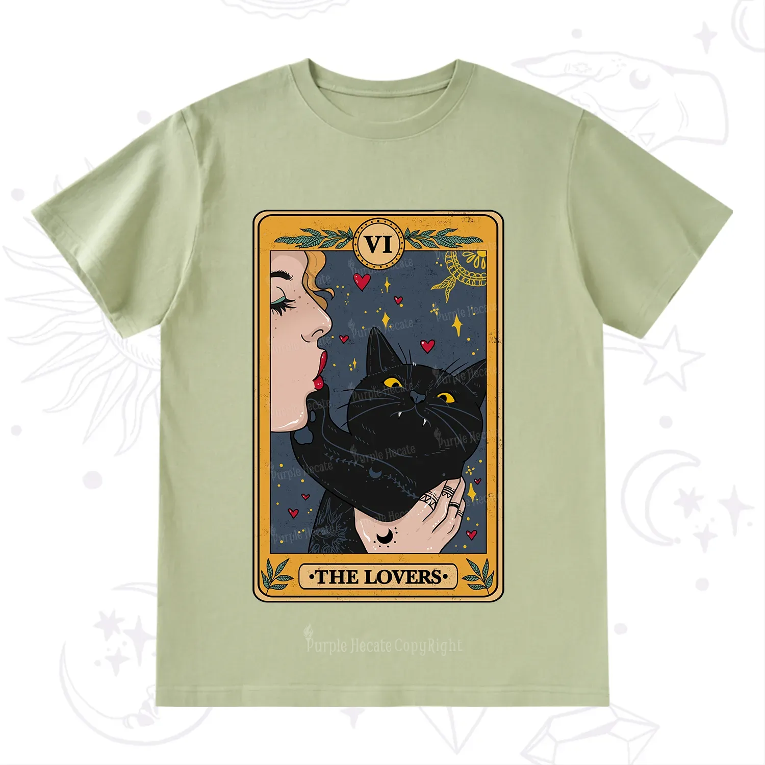 Purplehecate The Lovers Cat Tarot T-Shirt