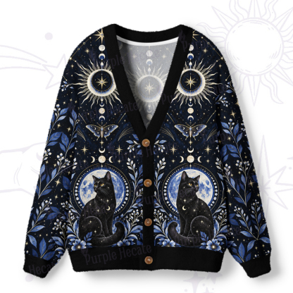 Purplehecate Lunar Oracle Witch's Cat Ugly Cardigan Sweaters