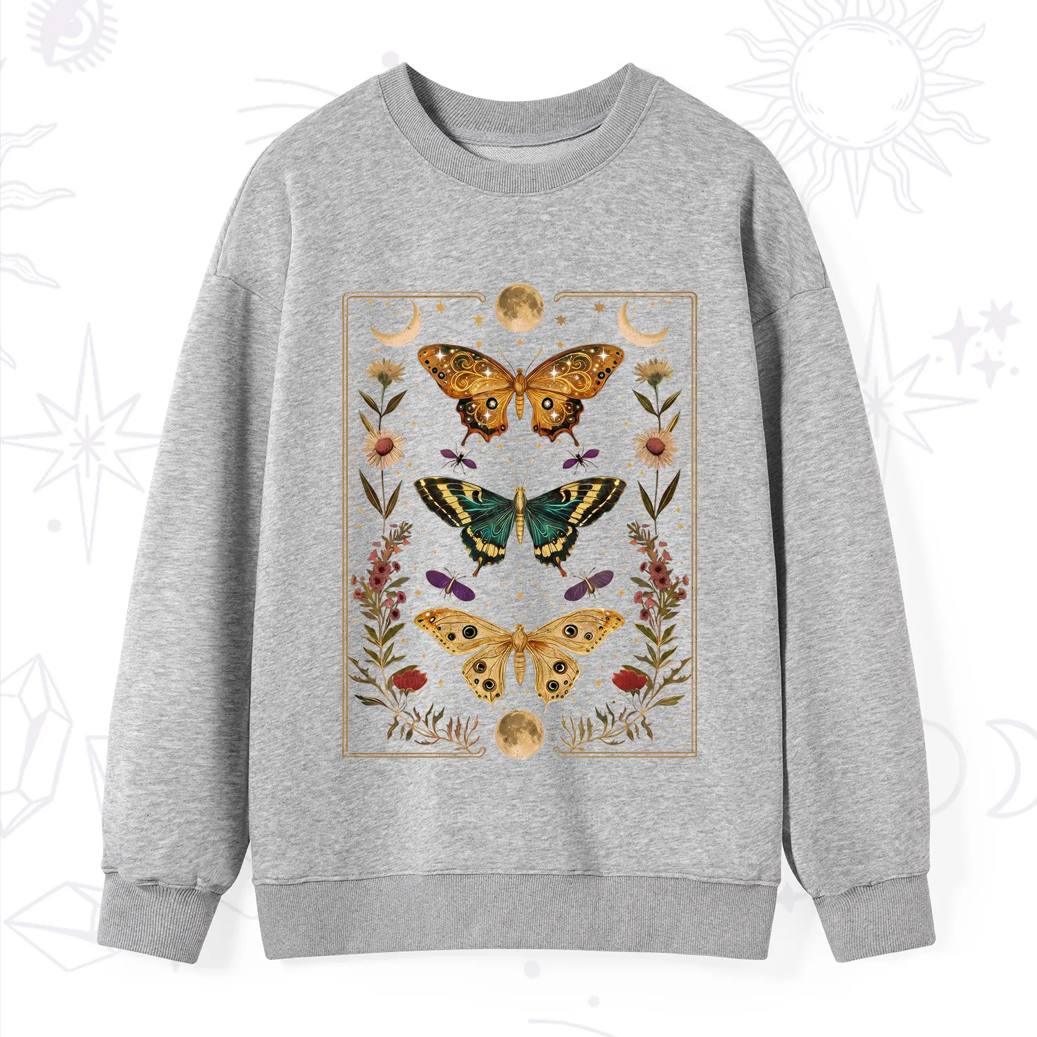 Purplehecate Sun and Moon Butterfly Sweatshirt