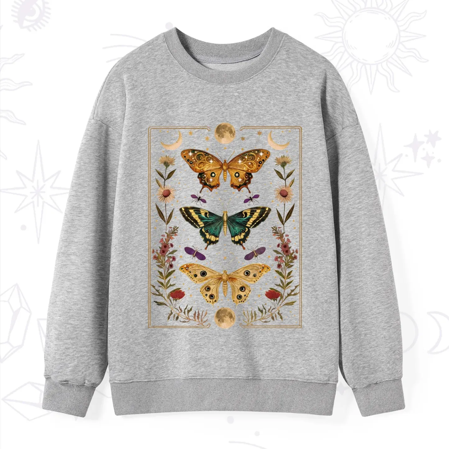 Purplehecate Sun and Moon Butterfly Sweatshirt