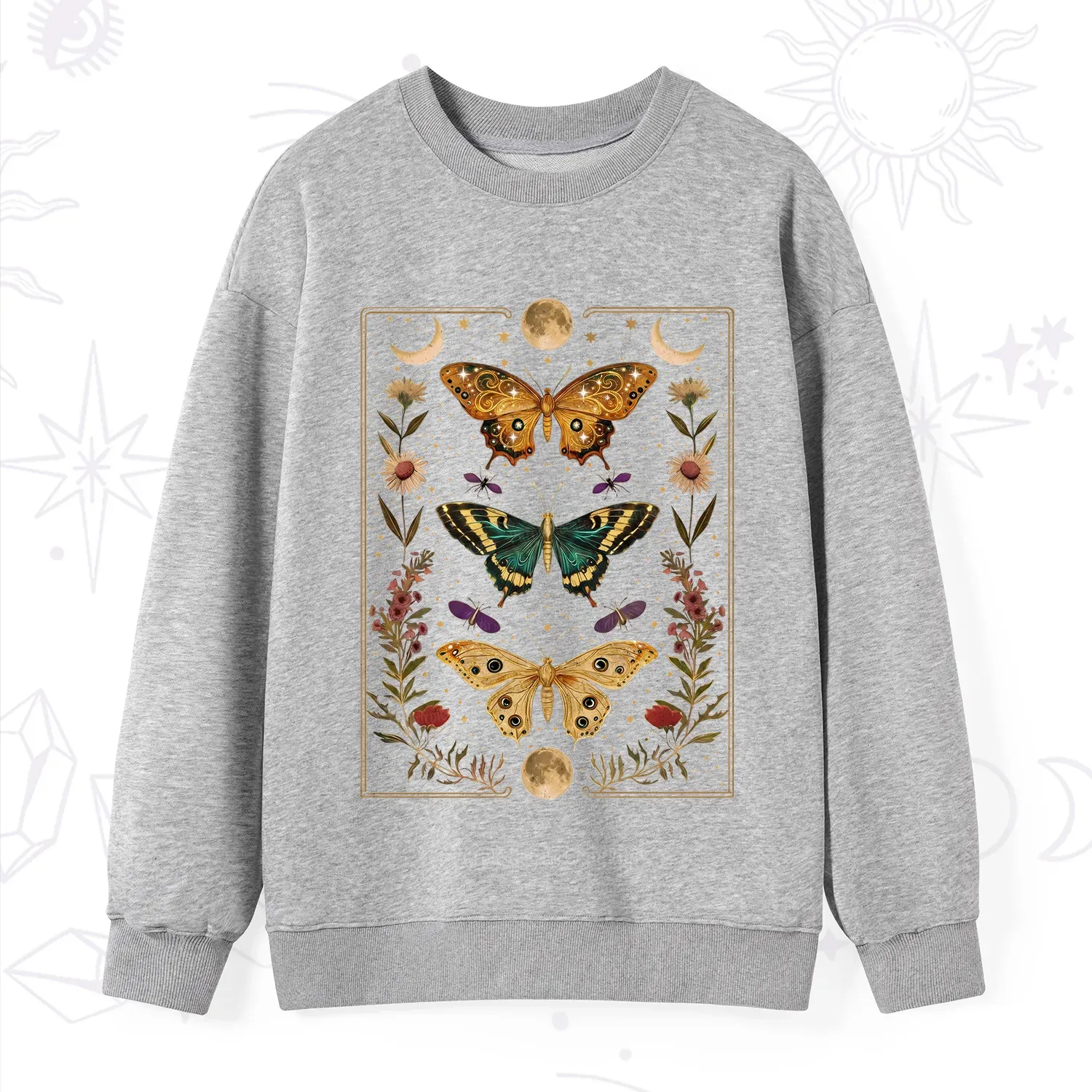 Purplehecate Sun and Moon Butterfly Sweatshirt
