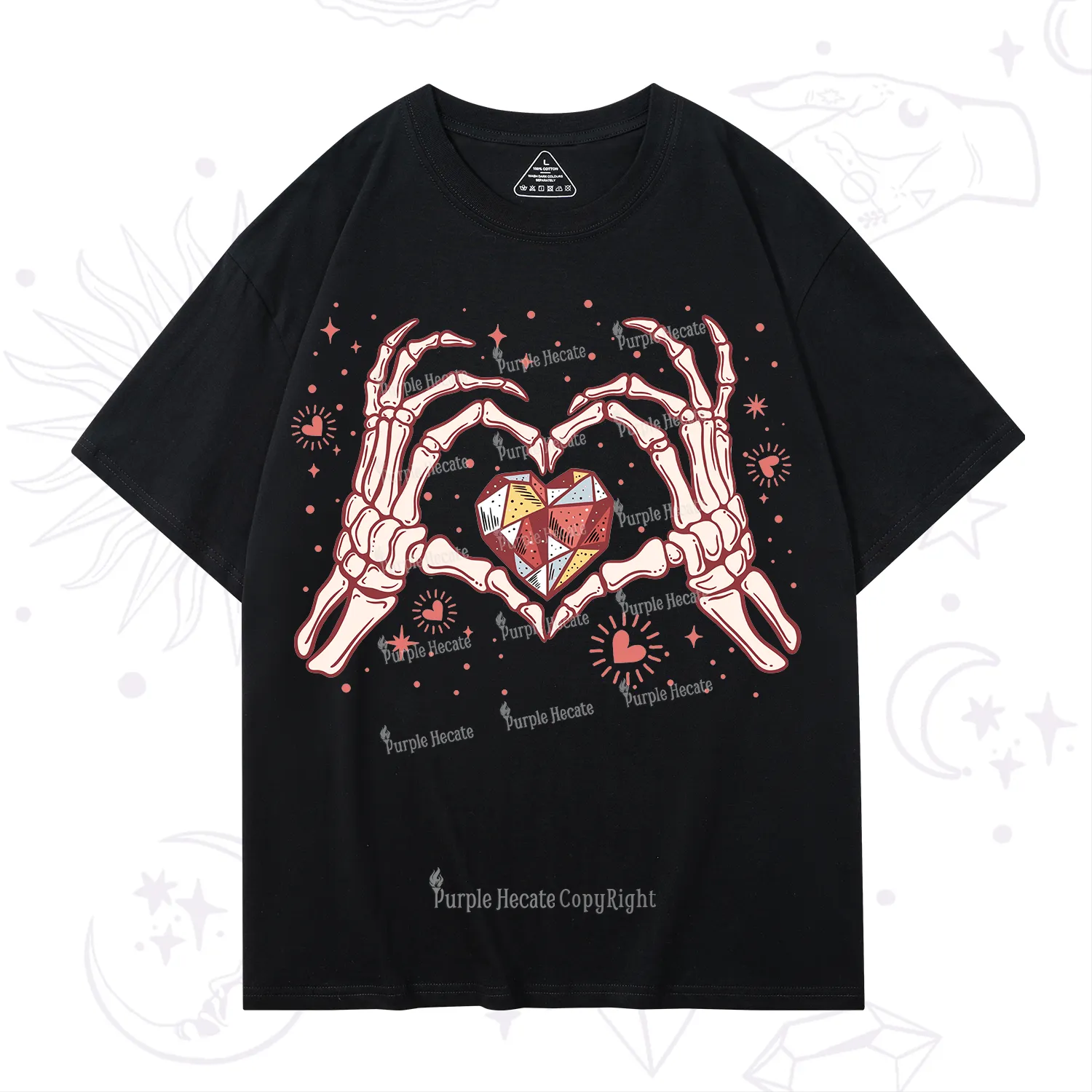 Purplehecate Skeleton Love Hands Valentine T-Shirt